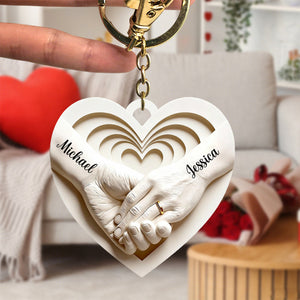 Personalized Couple Hand in Hand Keychain,Anniversary Valentines Gift