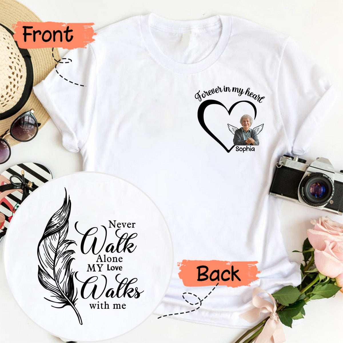 Your Wings Were Ready But My Heart Was Not - Memorial Personalized Custom Back And Front Pure Cotton T-shirt