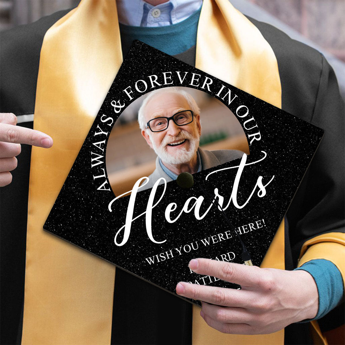 I Wish You Were Here - Personalized Graduation Cap Topper, Memorial Graduate Gift