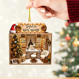 Personalized Custom Name Nail Salon Ornament, Nail Salon Christmas Decoration