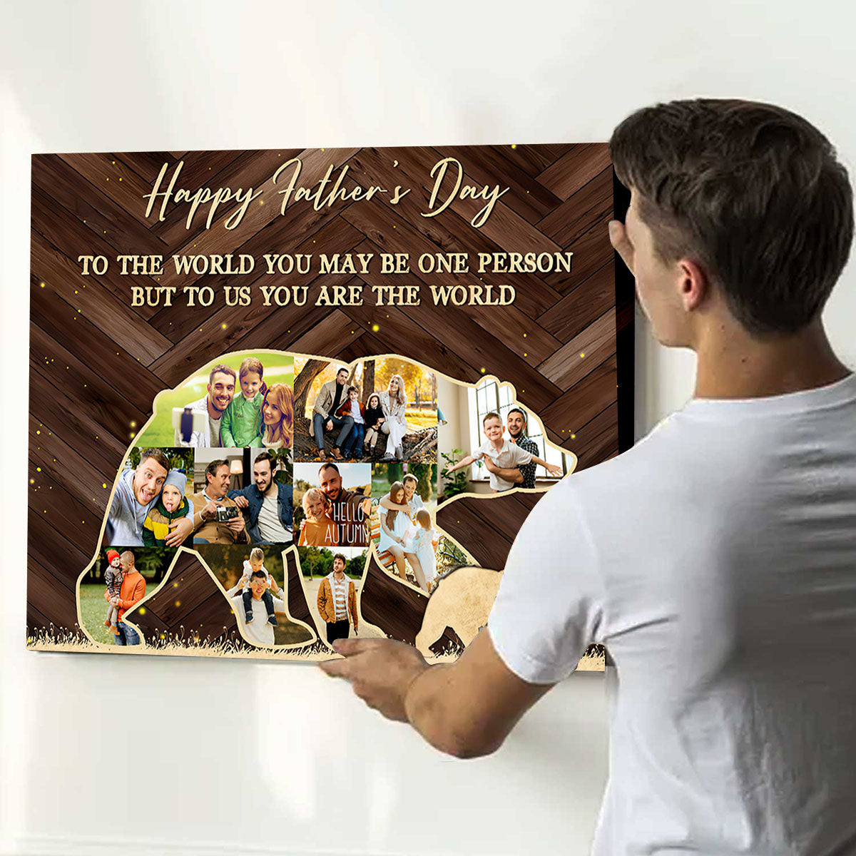 Personalized Bear Shape Photo Collage Canvas Poster | Father’s Day Gift For Dad,Gift for Husband