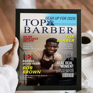 Personalized Barber Magazine Cover, Custom Barber Dad Gift, Barber Lover Gift