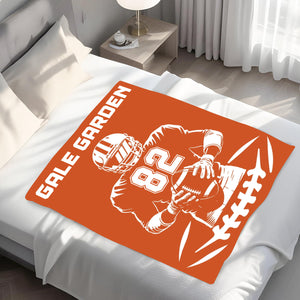 Personalized Football Blanket with Name Jersey Number Gifts for Football Lovers, Coaches, Fans