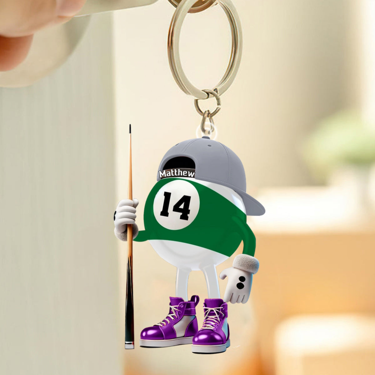 Personalized Name Billiard Keychain, Billiard Lover Gift