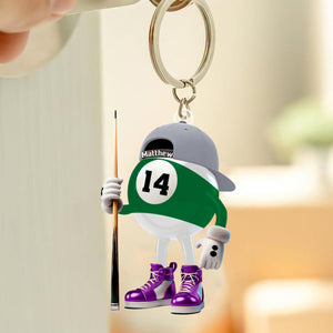 Personalized Name Billiard Keychain, Billiard Lover Gift