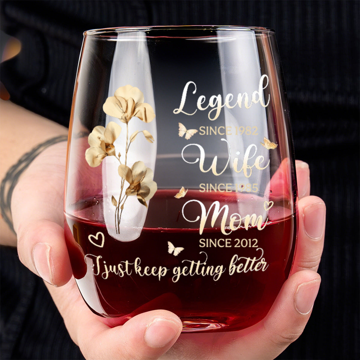 I Just Keep Getting Better - Personalized Stemless Wine Glass