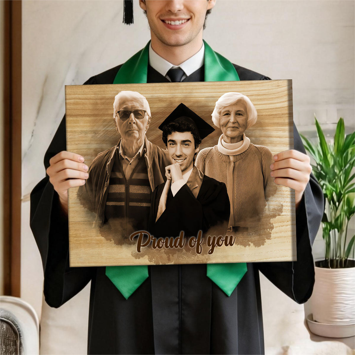 Graduation Memorial Gift – Personalized Canvas Wall Art Portrait for High School or University Graduate | Gift for Grandson, Granddaughter, or Loved One