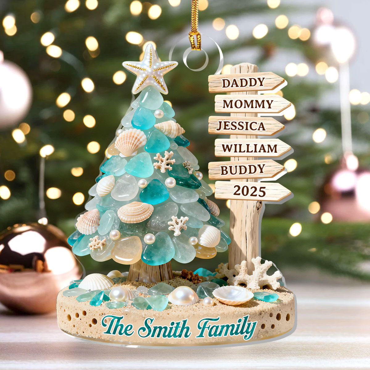 Seaside Christmas Harmony - Personalized 1-Layer Acrylic Ornament