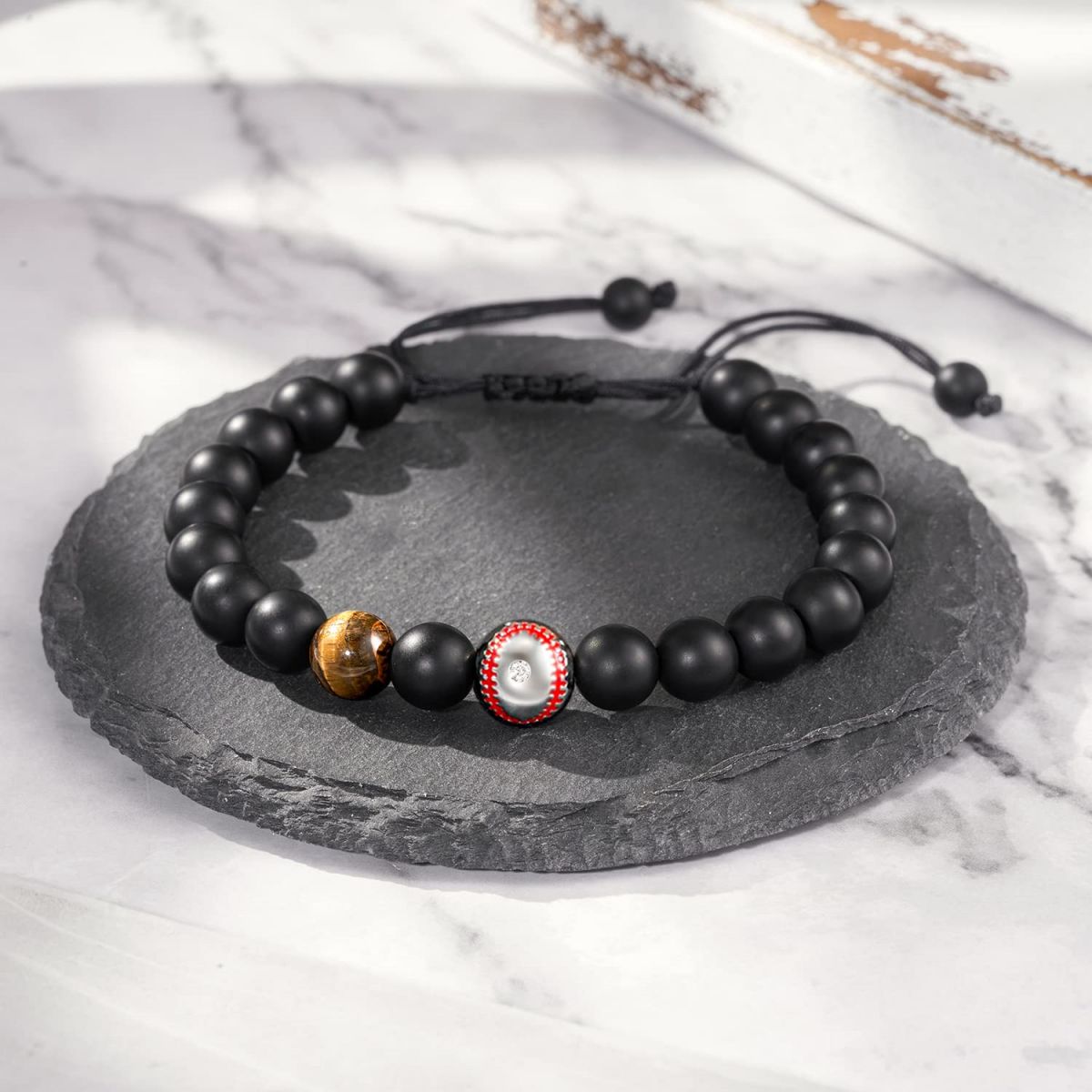 Soccer Football Basketball Baseball Tiger Eye Stone Bracelet Gifts for Sports Lover