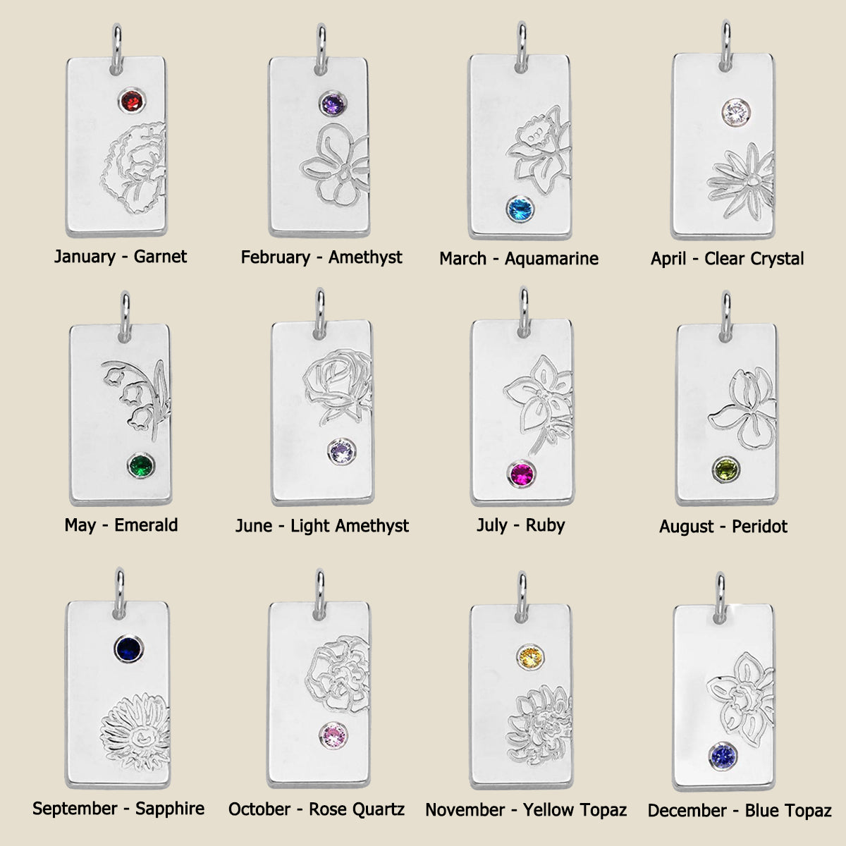 Personalized Blossom Birth Flower Necklace With Birth Stone