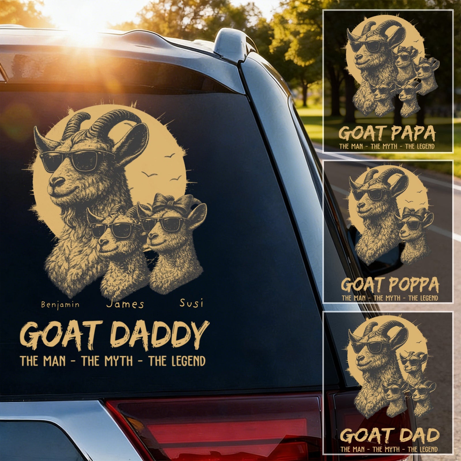 Personalized Goat Dad The Man The Myth The Legend Car Window Decal Sticker