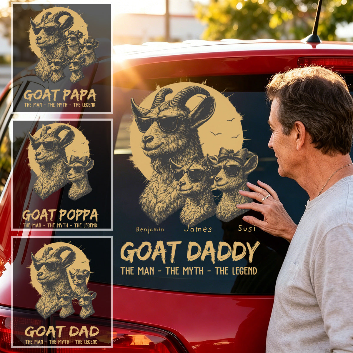 Personalized Goat Dad The Man The Myth The Legend Car Window Decal Sticker