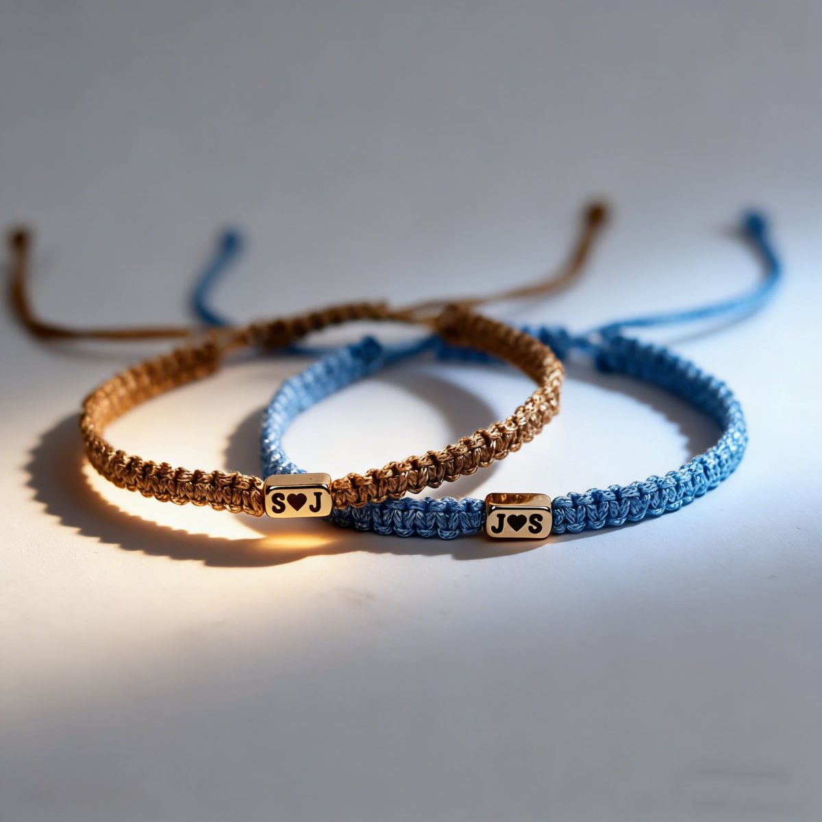 Personalized Initials Engraved Bracelet with Heart Matching Jewelry Gift for Couples