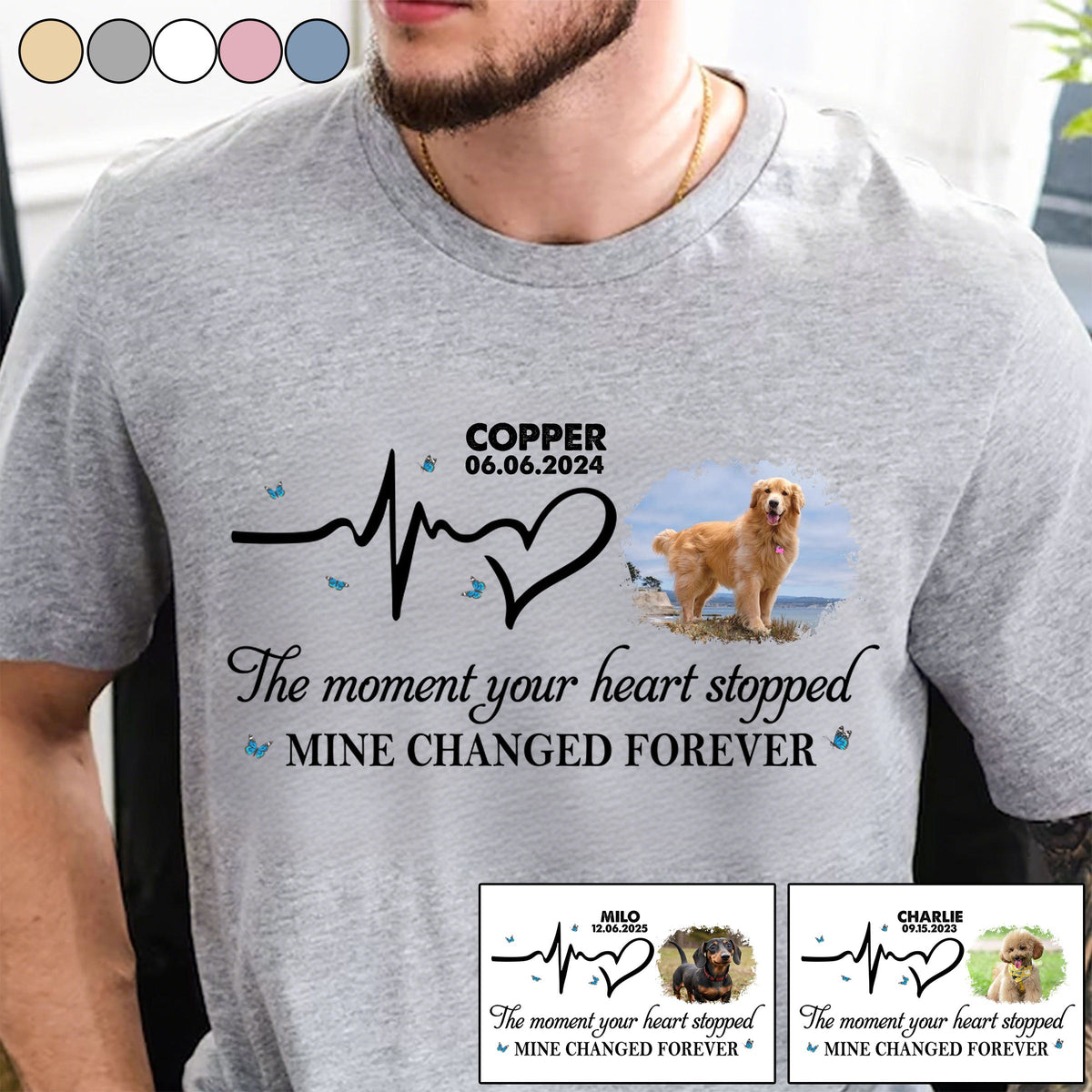 Moment Your Heart Stopped Mine Changed - Personalized Photo T Shirt