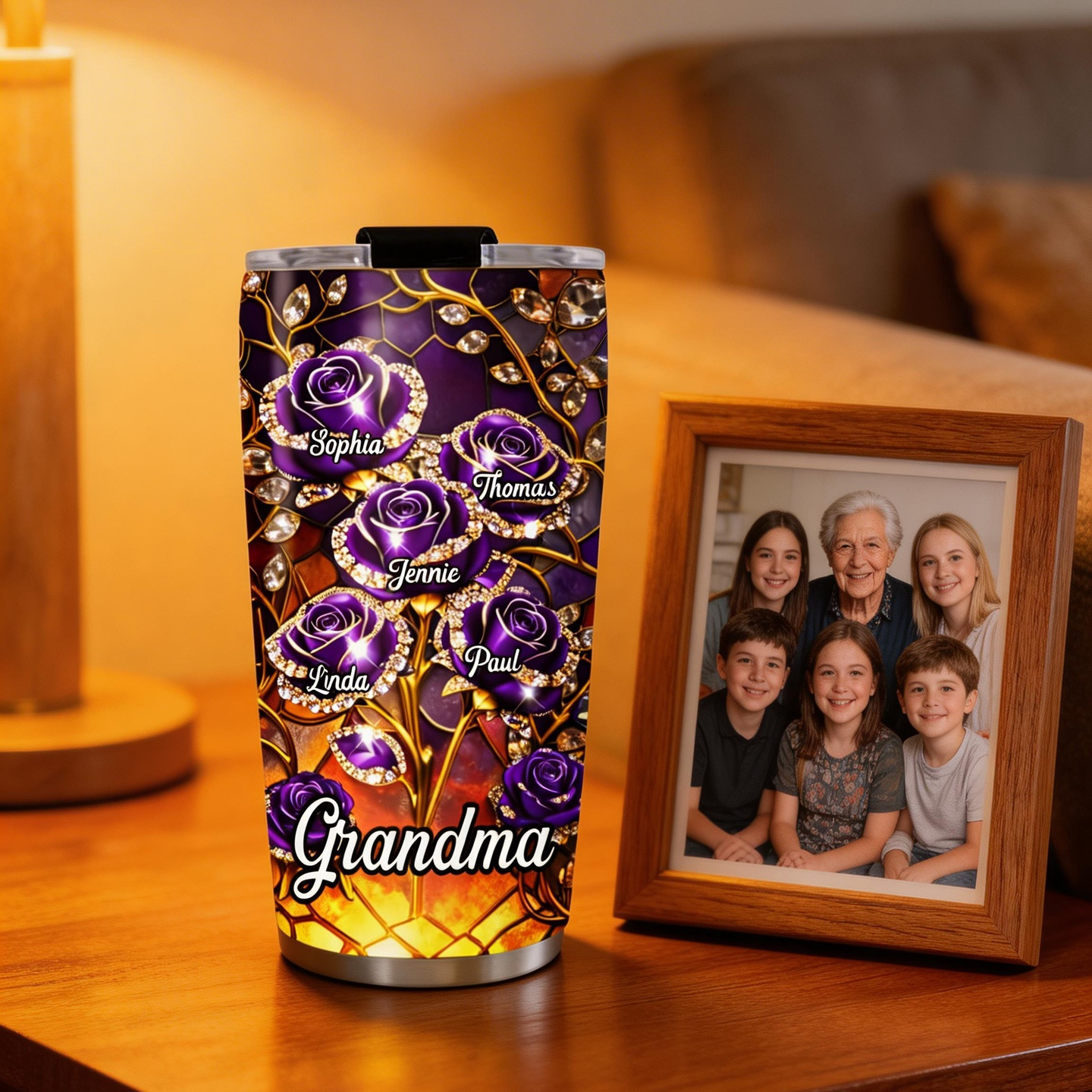 Rose Flower Grandma - Personalized Custom Tumbler
