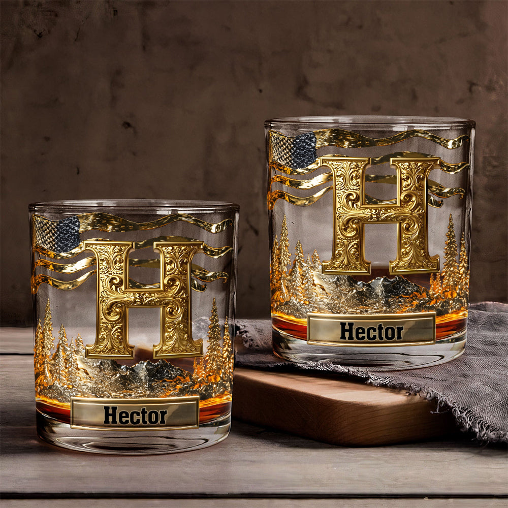 Personalized Alphabet Initial Whiskey Glass