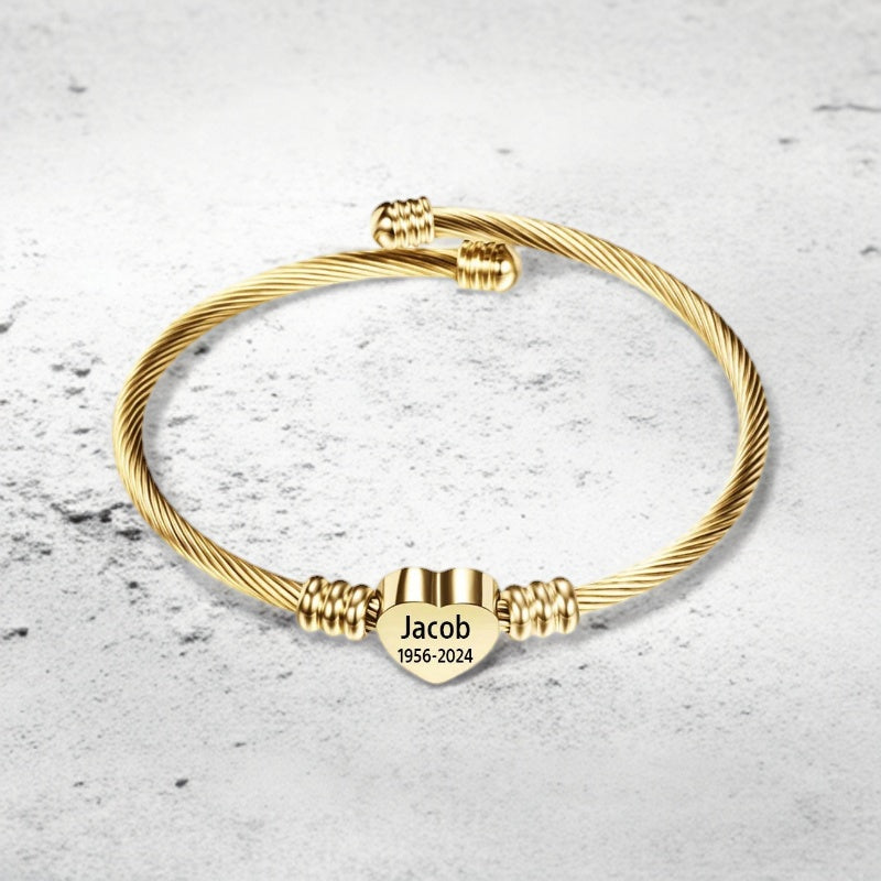 Personalized Heart Name&Date Memorial Bracelet