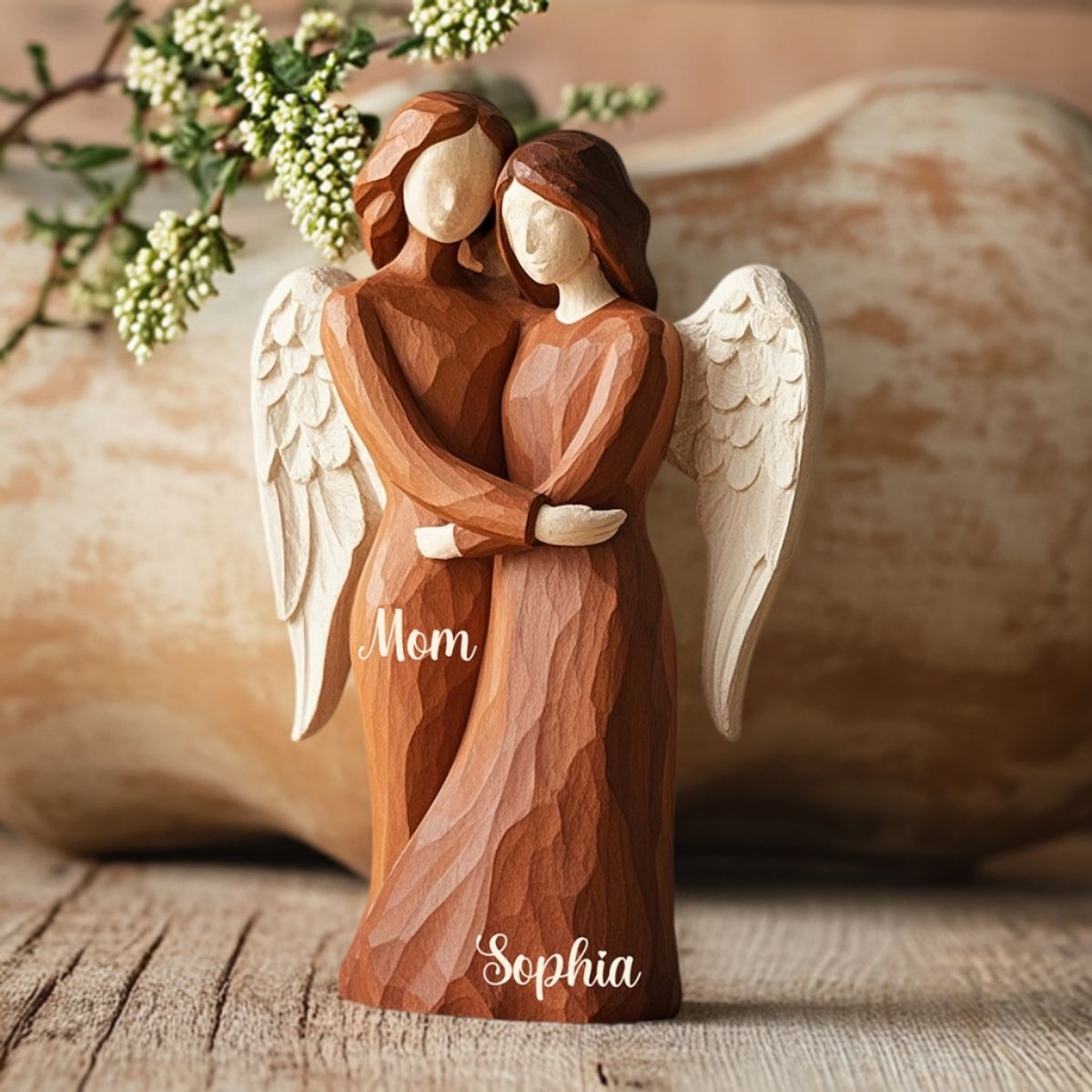 Personalized Heaven Angel Wings Hug Memorial Acrylic Plaque,Loss Of Loved One Gift