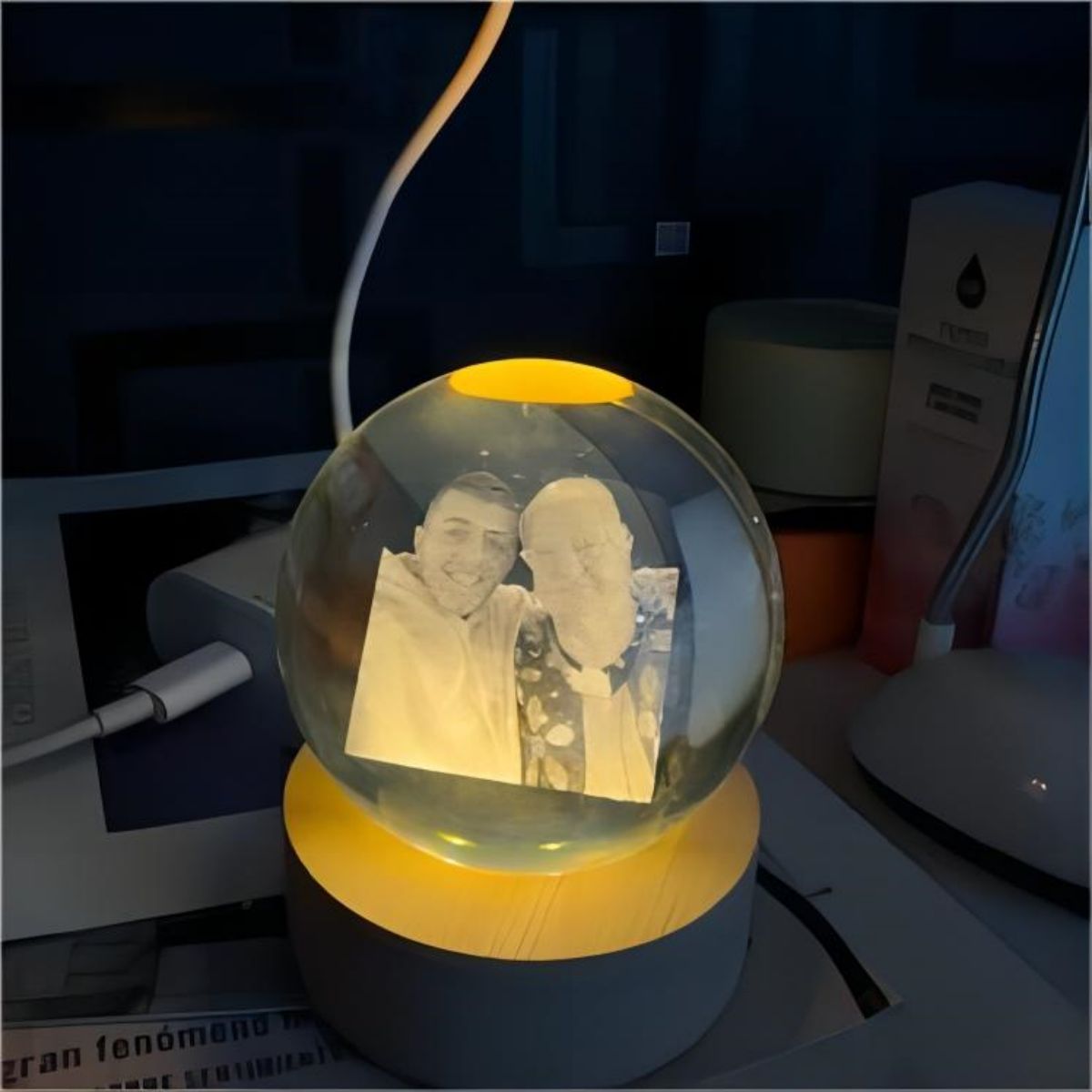 Personalized Memorial Crystal Ball Night Light For Family