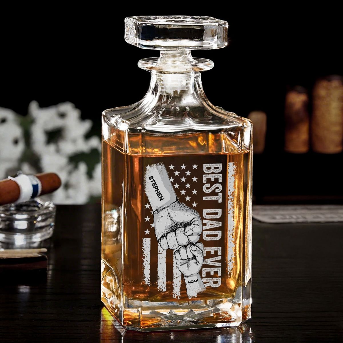 Best Dad Ever - Father's Day Gifts For Dad, Papa, Step-Dad - Custom Decanter