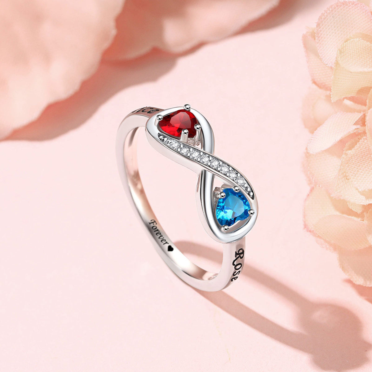 Personalized Name Birthstone Infinity Promise Ring