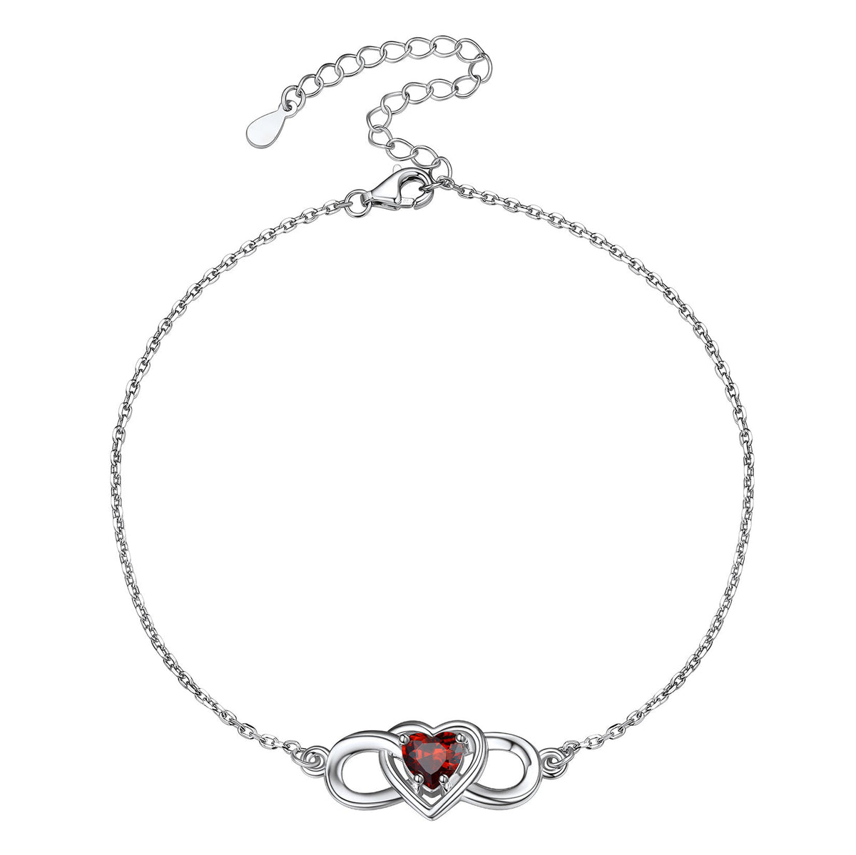 Infinity Heart Birthstone Anklet For Women