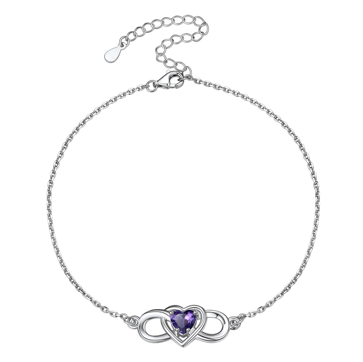 Infinity Heart Birthstone Anklet For Women