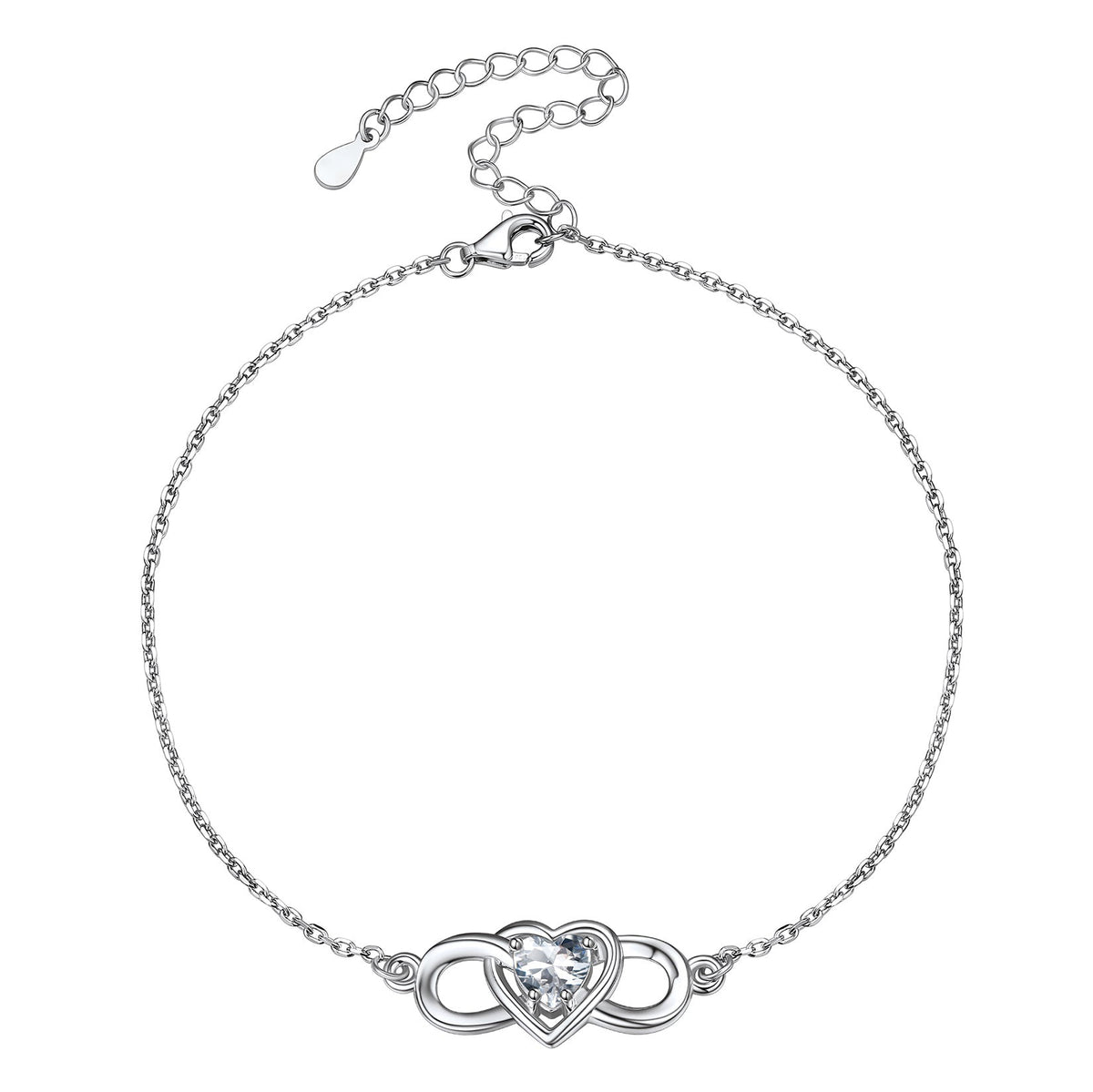 Infinity Heart Birthstone Anklet For Women