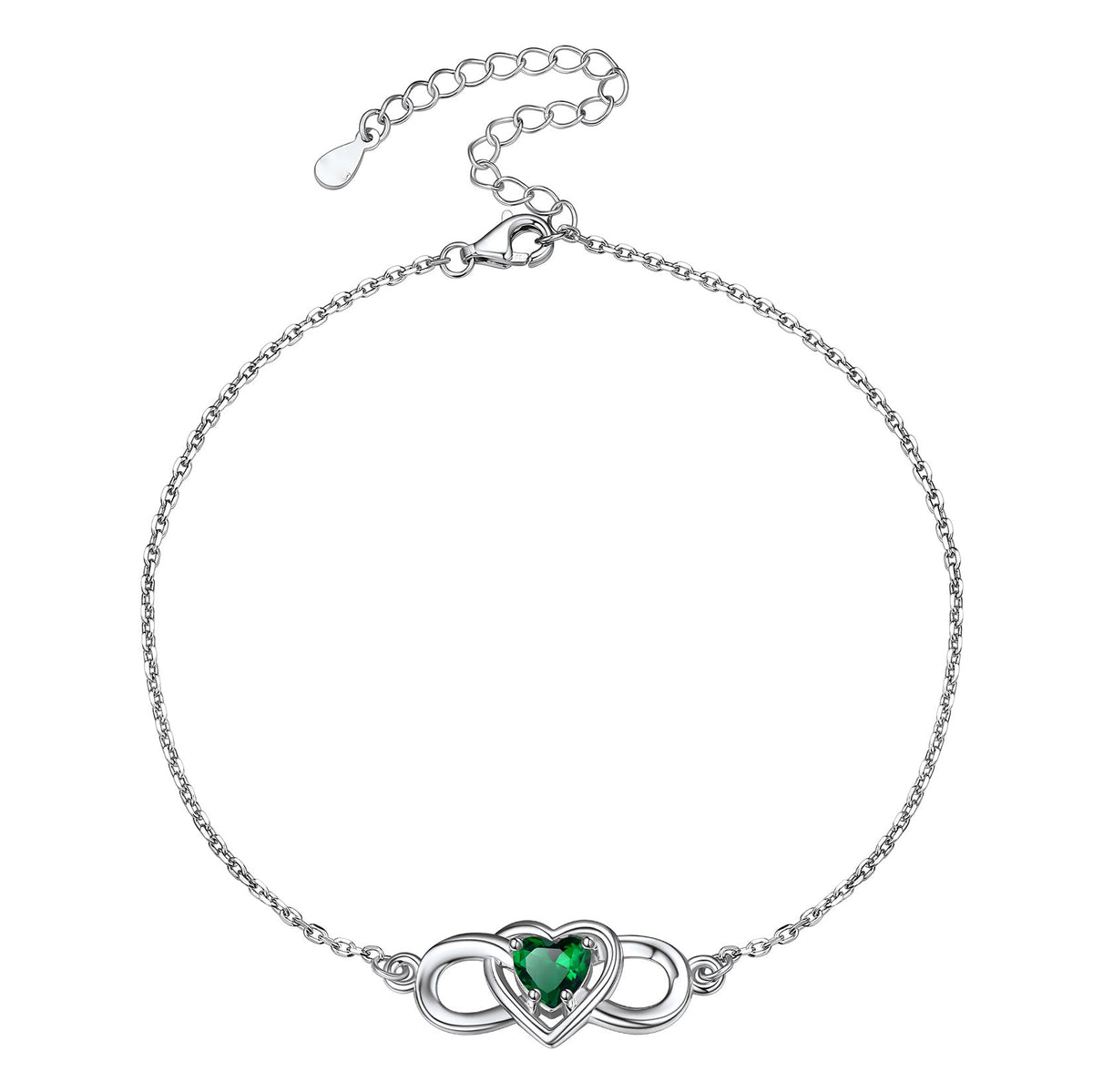 Infinity Heart Birthstone Anklet For Women