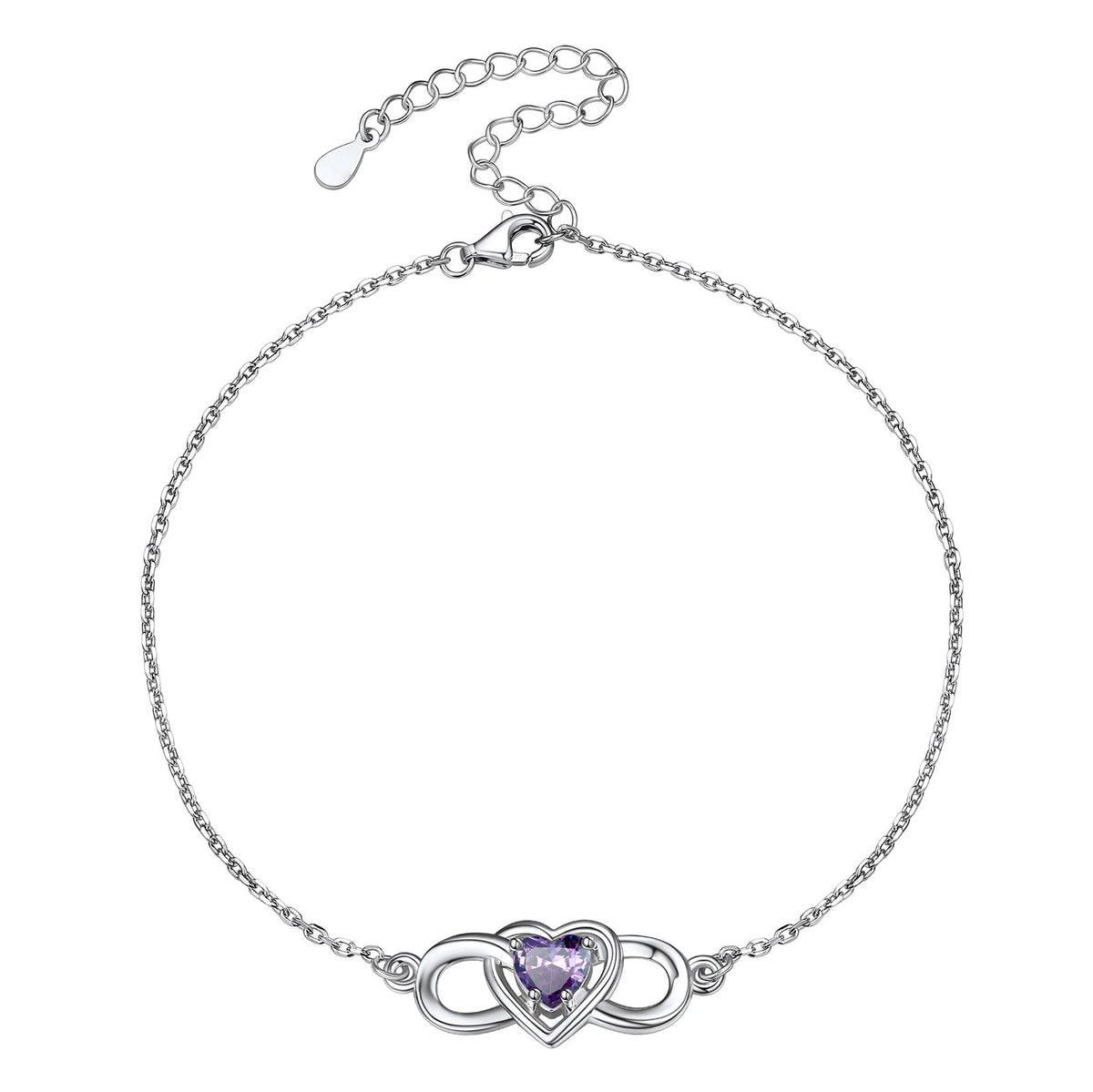 Infinity Heart Birthstone Anklet For Women