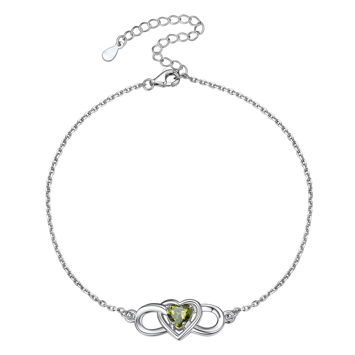 Infinity Heart Birthstone Anklet For Women