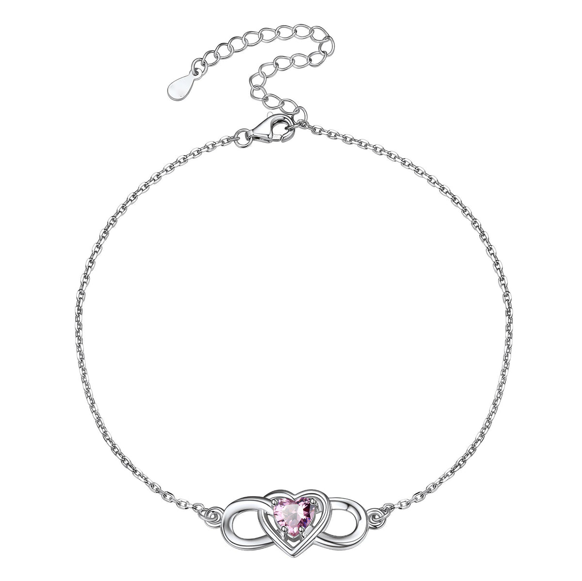 Infinity Heart Birthstone Anklet For Women