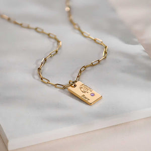 Personalized Blossom Birth Flower Necklace With Birth Stone