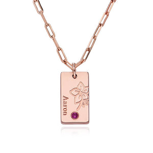 Personalized Blossom Birth Flower Necklace With Birth Stone