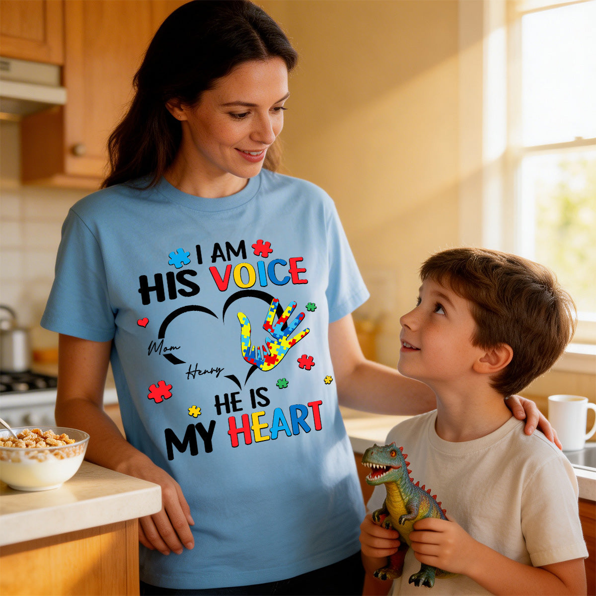 I'm His Voice He's My Heart Autism - Personalized Shirt - Autism Awareness