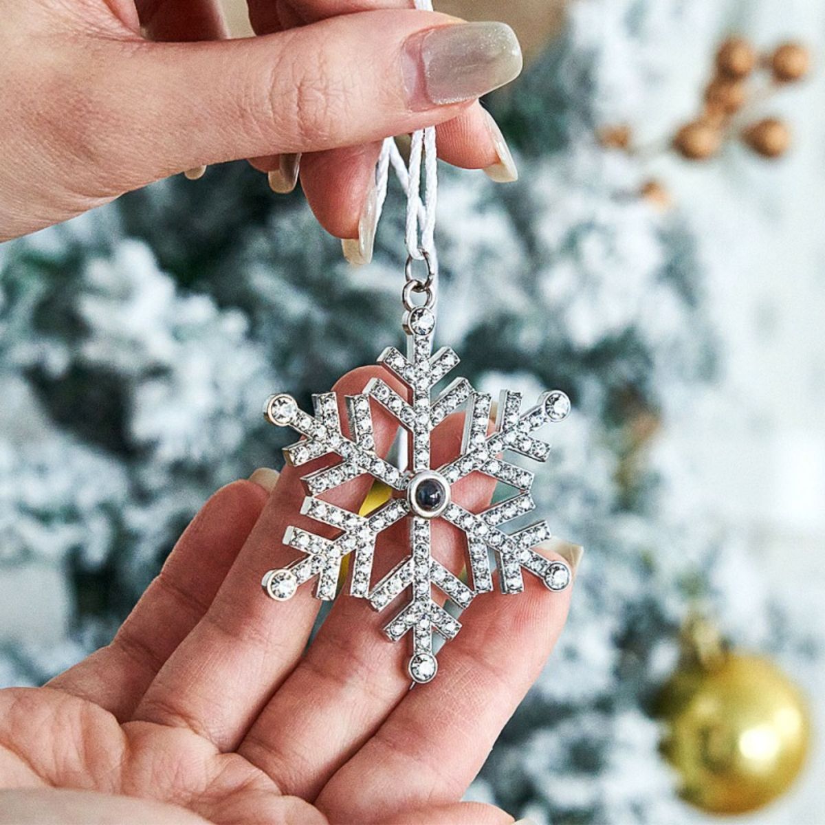 Personalized Photo Projection Snowflake Christmas Gifts Ornament