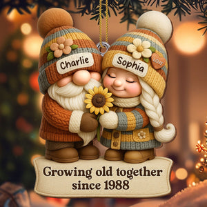 Growing Old Together Couple Ornament, Personalized Wood Ornament