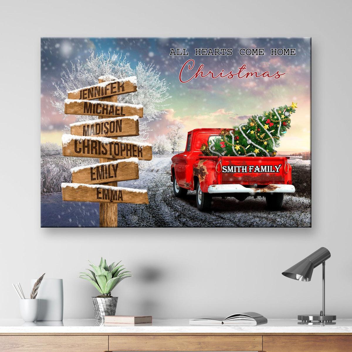 Personalized Snow Scenery Truck Vintage Poster