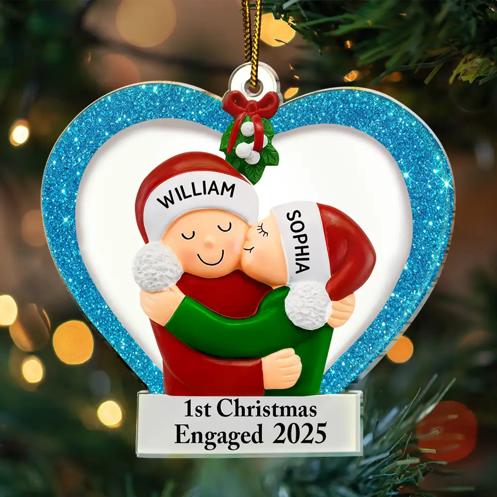Our 1st Christmas Kisses Couple - Personalized Custom Shaped Acrylic Ornament