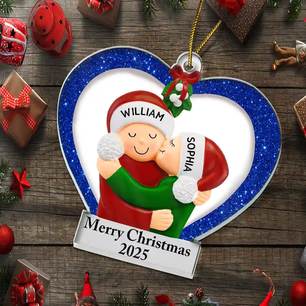 Our 1st Christmas Kisses Couple - Personalized Custom Shaped Acrylic Ornament
