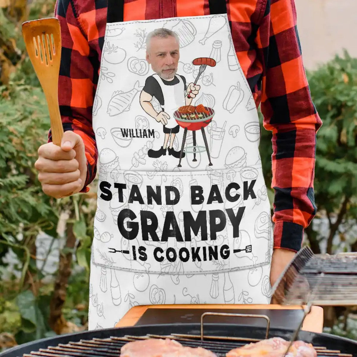 Custom Photo Stand Back Daddy Is Cooking - Personalized Apron