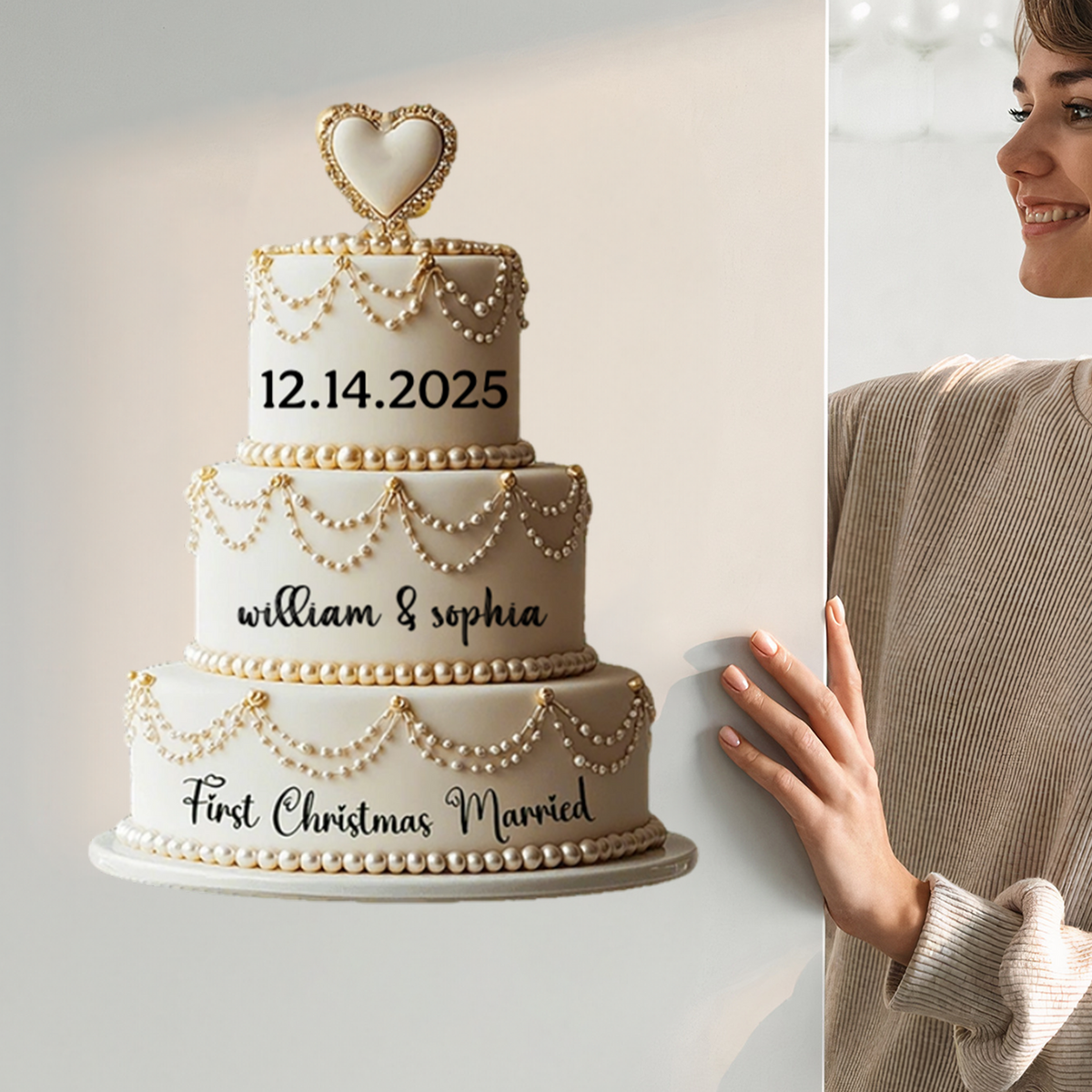 Personalized Wedding Cake First Christmas Married Decal