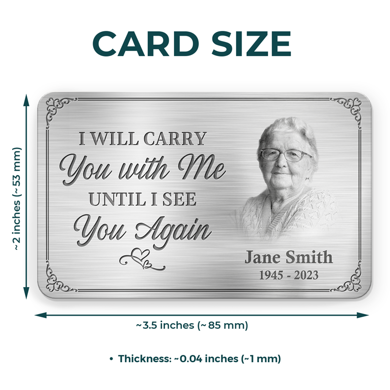 Always On My Mind Forever In My Heart - Custom Photo Memorial Personalized Aluminum Wallet Card, Sympathy Gift
