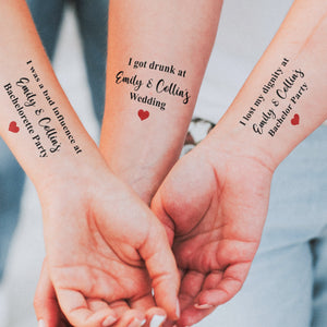 Custom Wedding Bachelor Hen's Party Temporary Tattoos, Party Favors For Guests - Personalized Tattoo