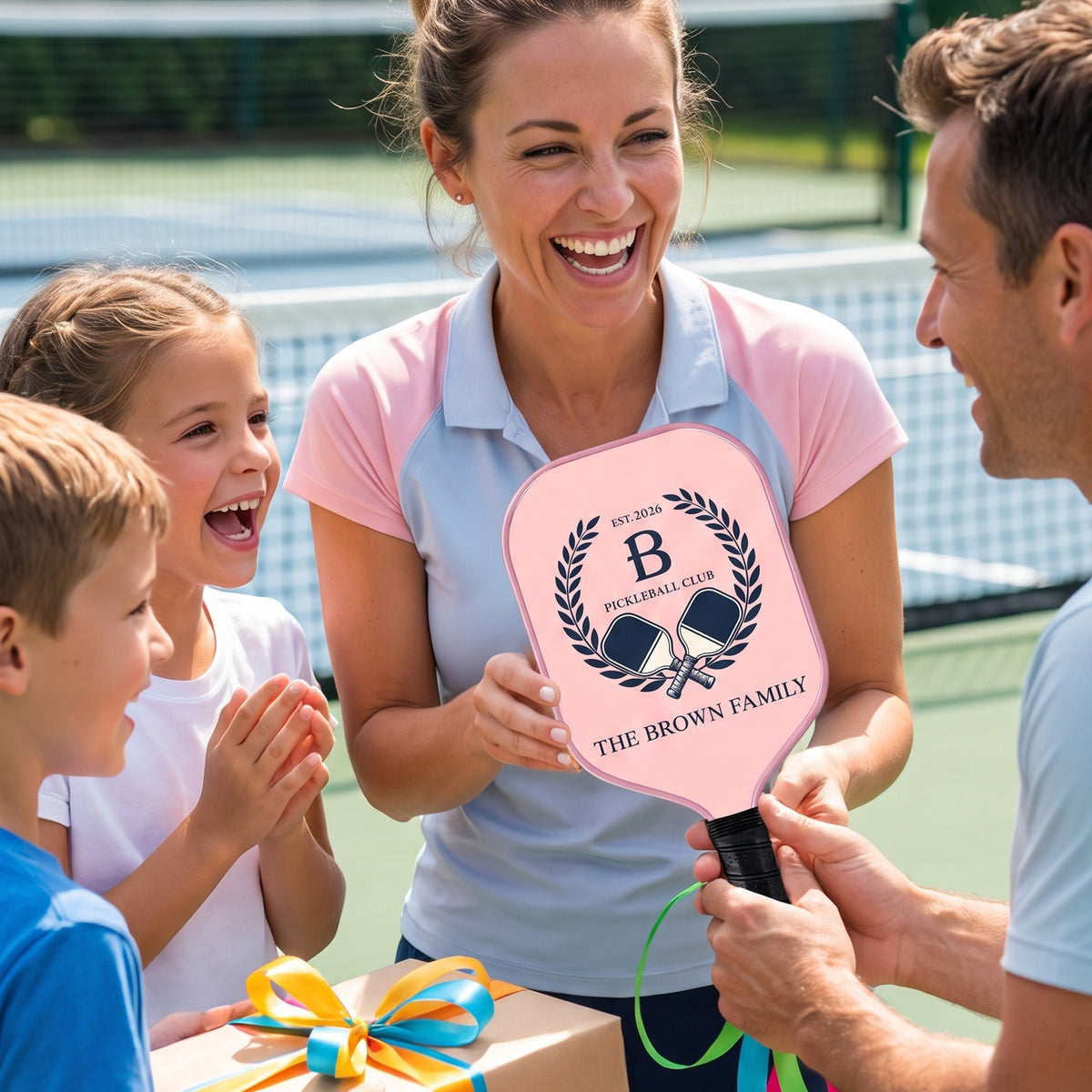 Custom Name Personalized Family Pickleball Club Monogram Paddle