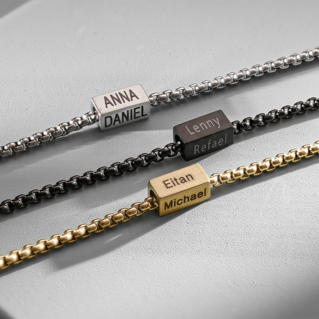 Custom Dad Bracelet With Kids Name, Family Name Bracelet