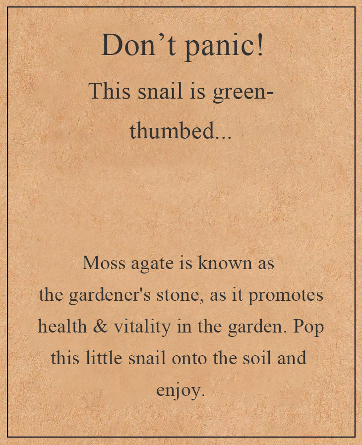 Cute Snail, Moss Agate Crystal For The Garden, Unique Gardeners Gift