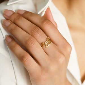 Personalized Double Name Ring Gift For Mom, Best Friend Gift