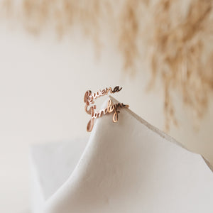 Personalized Double Name Ring Gift For Mom, Best Friend Gift
