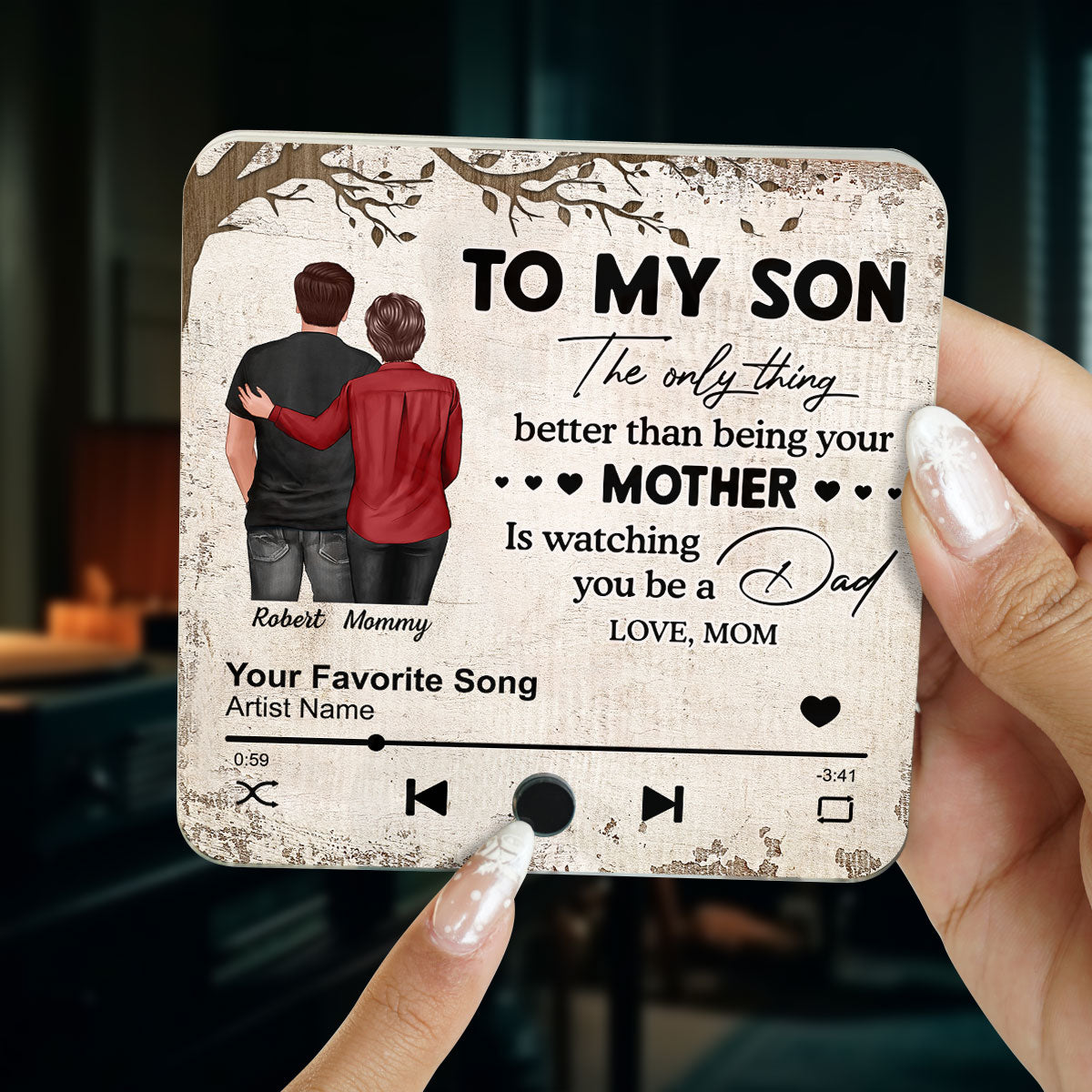 To My Son From Mom Dad Personalized Music Fridge Magnet, Heartfelt Father's Day Gift For Son